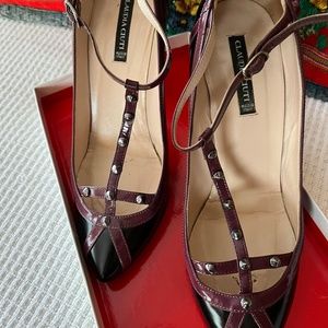Claudia Ciutti Italian polished leather studded Mary Jane.